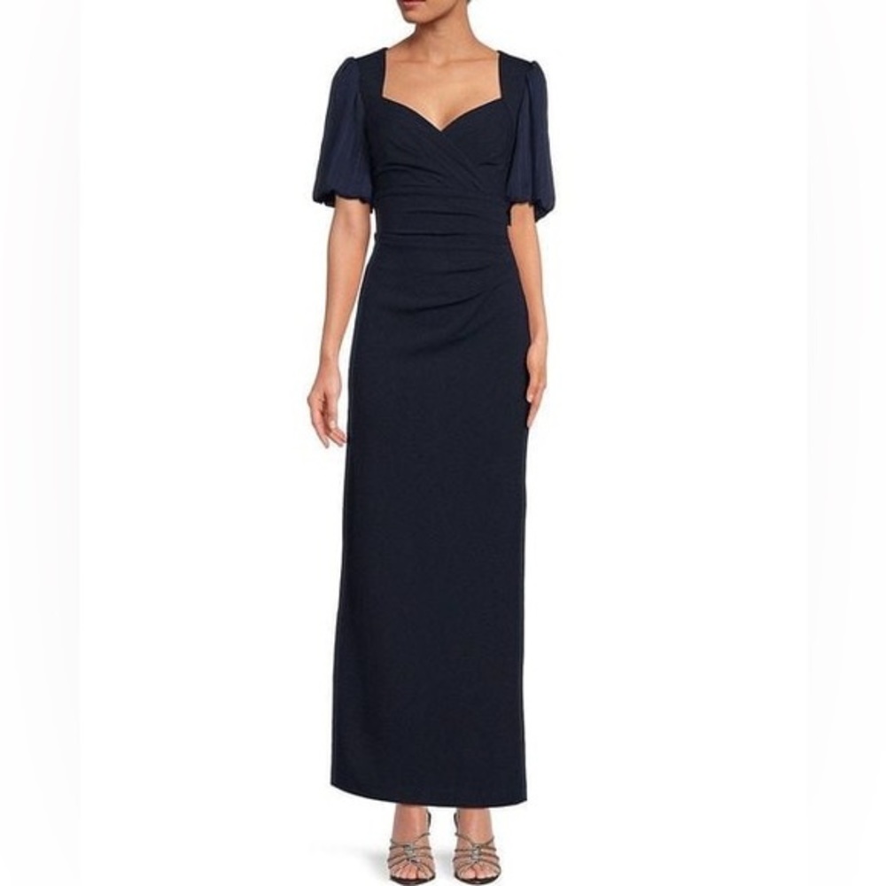 Modest Navy Blue DKNY Sweetheart Neckline mother of bride Maxi Formal Dress sz 6